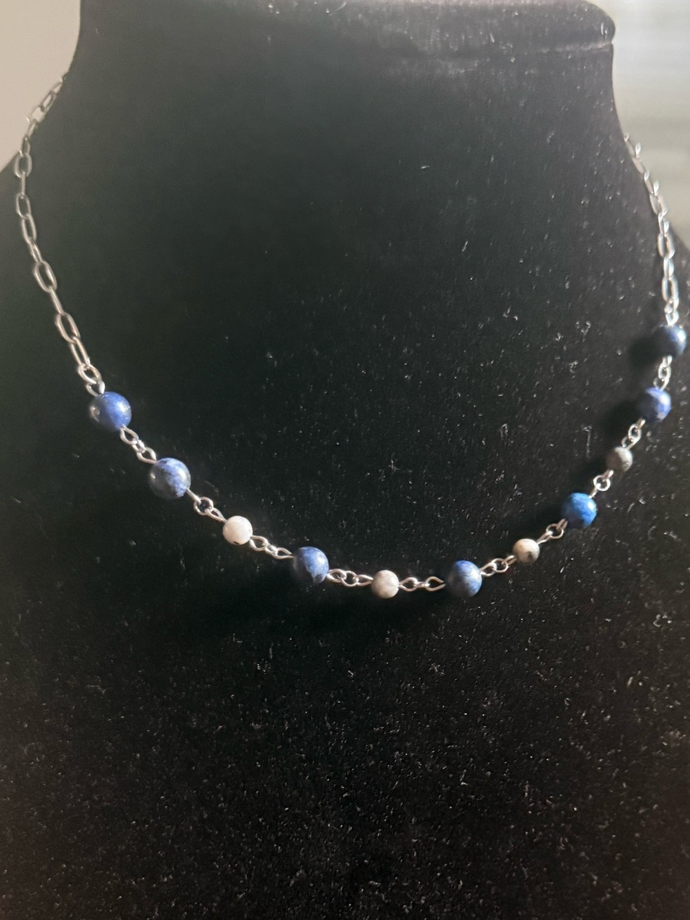 Delicate Blue Bead Choker Necklace - Women Jewelry